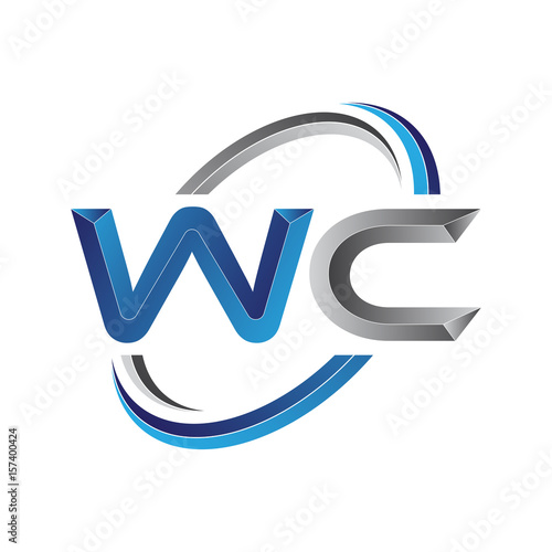 Simple initial letter logo modern swoosh WC