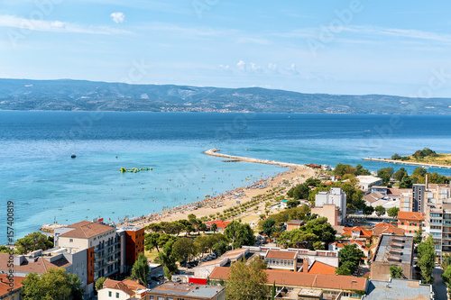 Panoramic view of Cliffs and Cetina River Adriatic Sea Omis