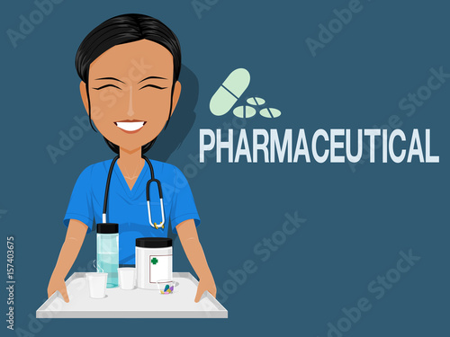 A medical staff is serving some medicine with tray
