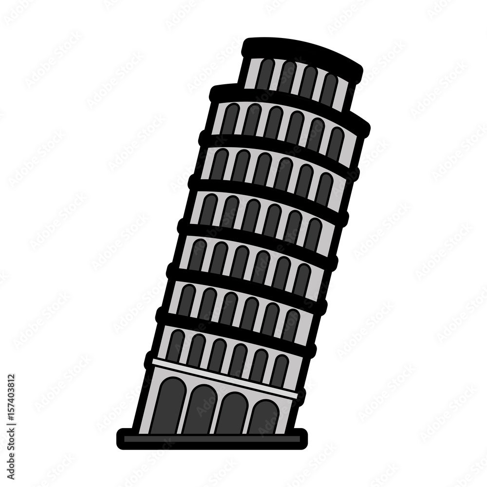 flat Leaning Tower of Pisa cartoon vector graphic design Stock Vector |  Adobe Stock
