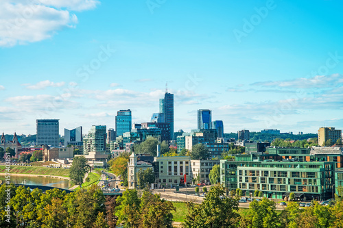 Financial district with skyscrapers in Vilnius