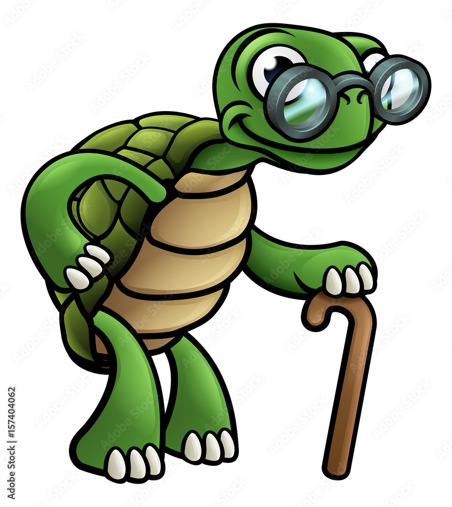 Naklejka premium Postać z kreskówki starszego żółwia