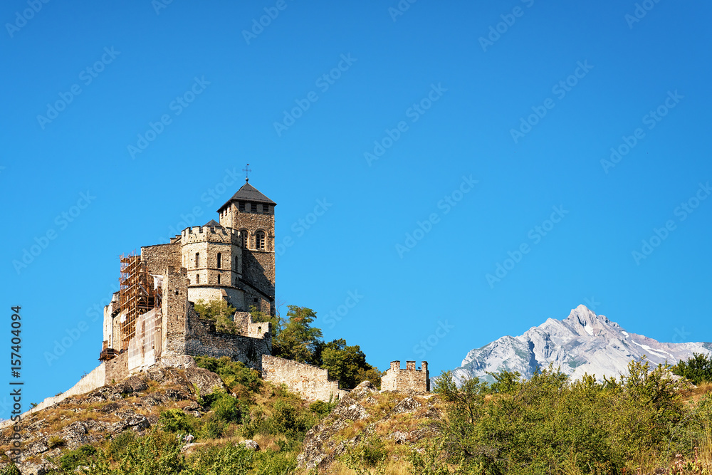 Valere Castle on hill of Sion Valais Switzerland