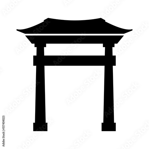 black icon chinese gate cartoon vector graphic design