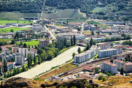 Sion landscape with Rhone River