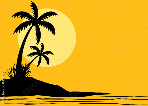 Fototapeta Naklejka Na Ścianę i Meble -  Palm trees silhouette summer banner