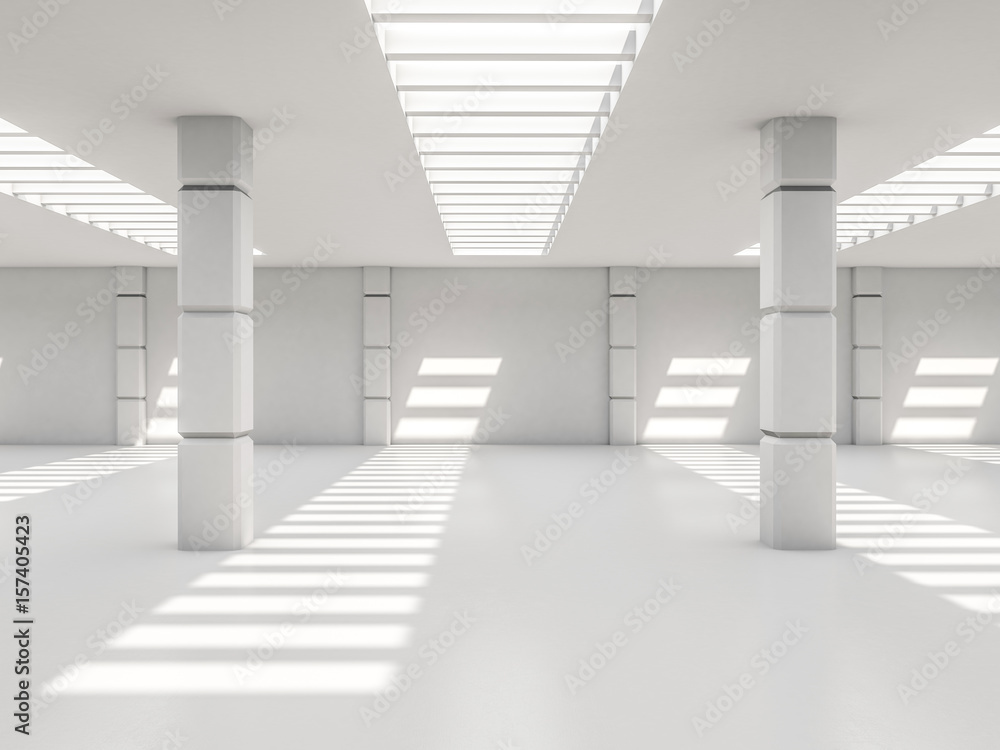 Obraz premium Abstract modern architecture background, empty white open space interior. 3D rendering