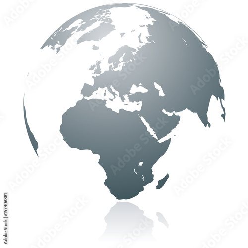 Vektorgrafik der Weltkugel mit Fokus auf Europa und Afrika.  photo