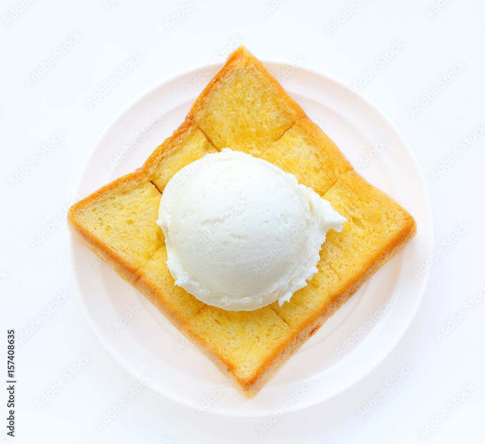ice cream and tost. ice cream and tost.
