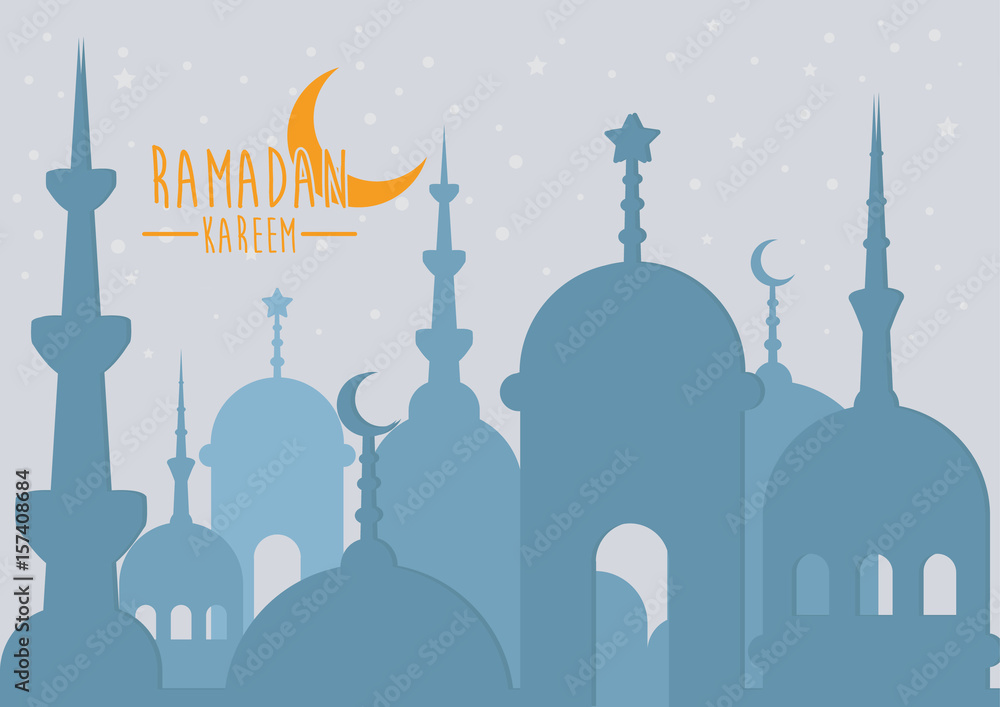 ramadan kareem mont celebration greeting card design illustrator vector, happy ied mubarak islamic moslem traditions