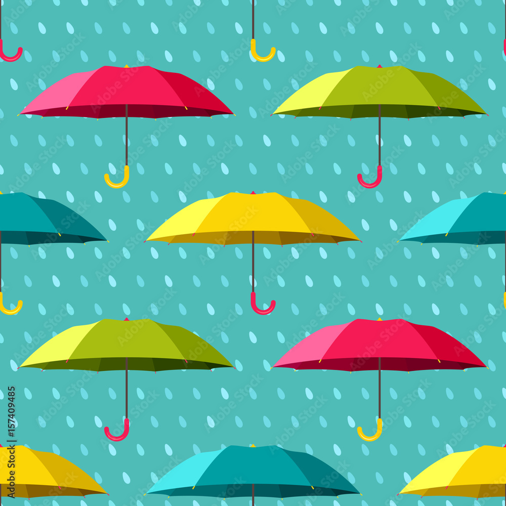 Seamless pattern with colorful umbrellas