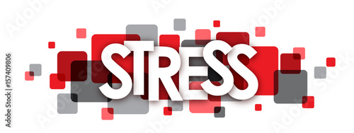 STRESS grey and red vector letters icon