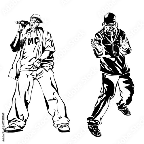 Raper on white background. Extreme theme modern print. Isolated on white