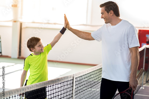 Friendly family going for sports together