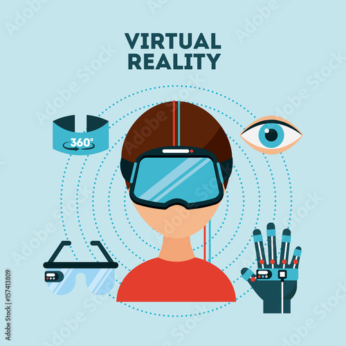 virtual reality flat icon vector illustration design graphic