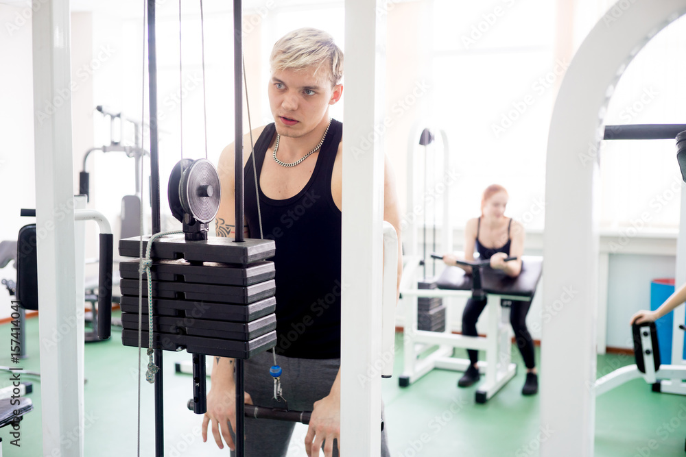 Man workout at gym Man workout at gym