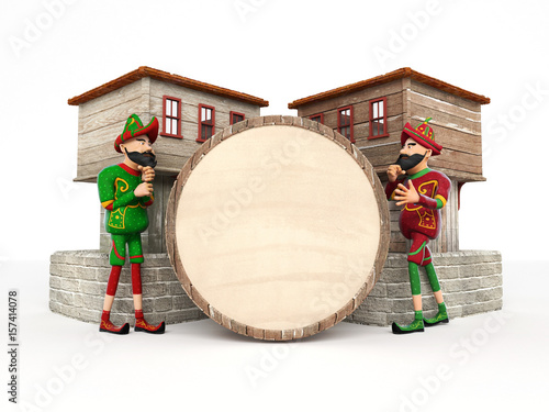 Turkish Culture karagoz playing drum ramadan drummer 3d illustration photo