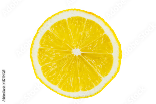 Lemon slice cut out on a white backround.