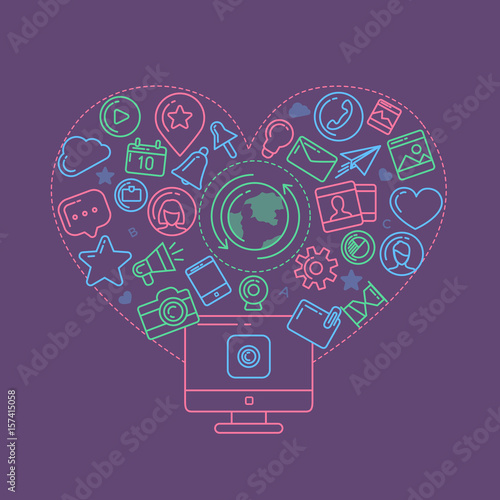 Social Media Colorful Linear Illustration