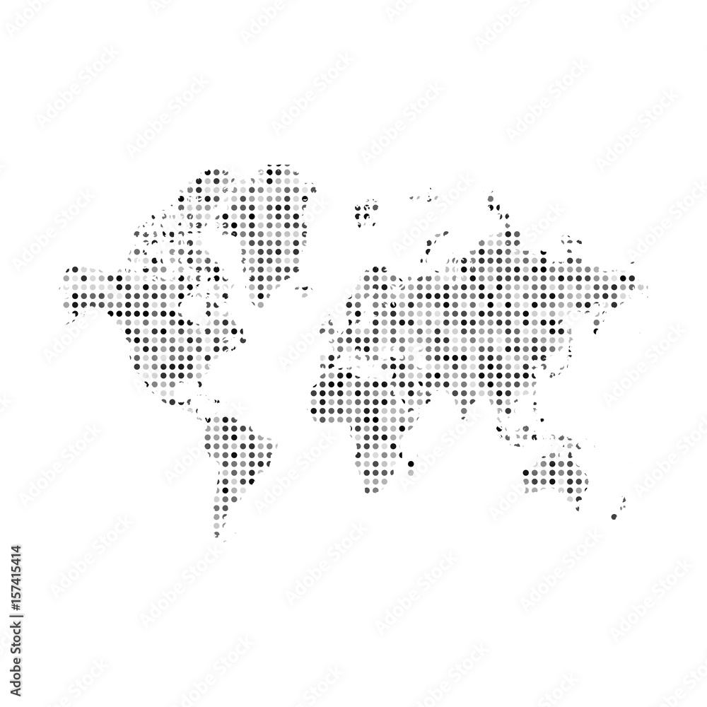 World Map Silhouette with Abstract Dots Pattern World Map Silhouette with Abstract Dots Pattern