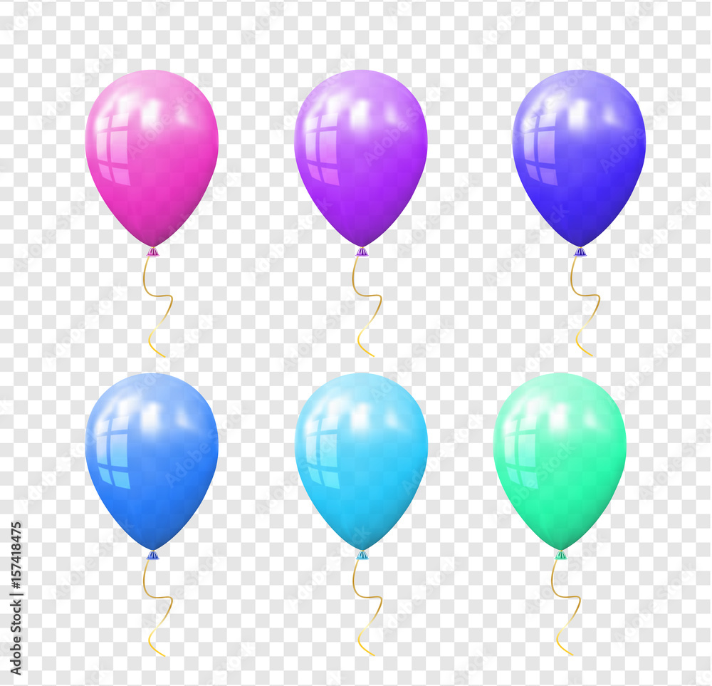 Set of colorful balloons on the transparent background. Isolated