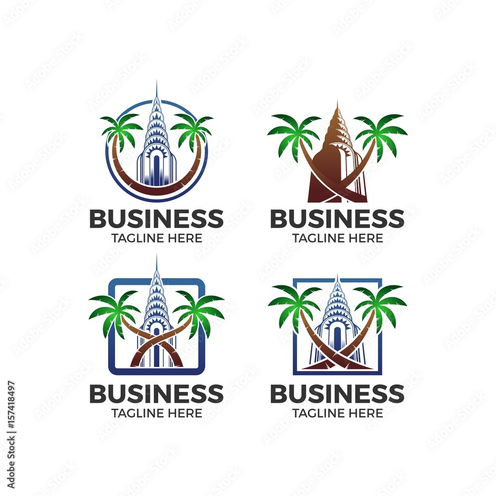 building palm vector logo