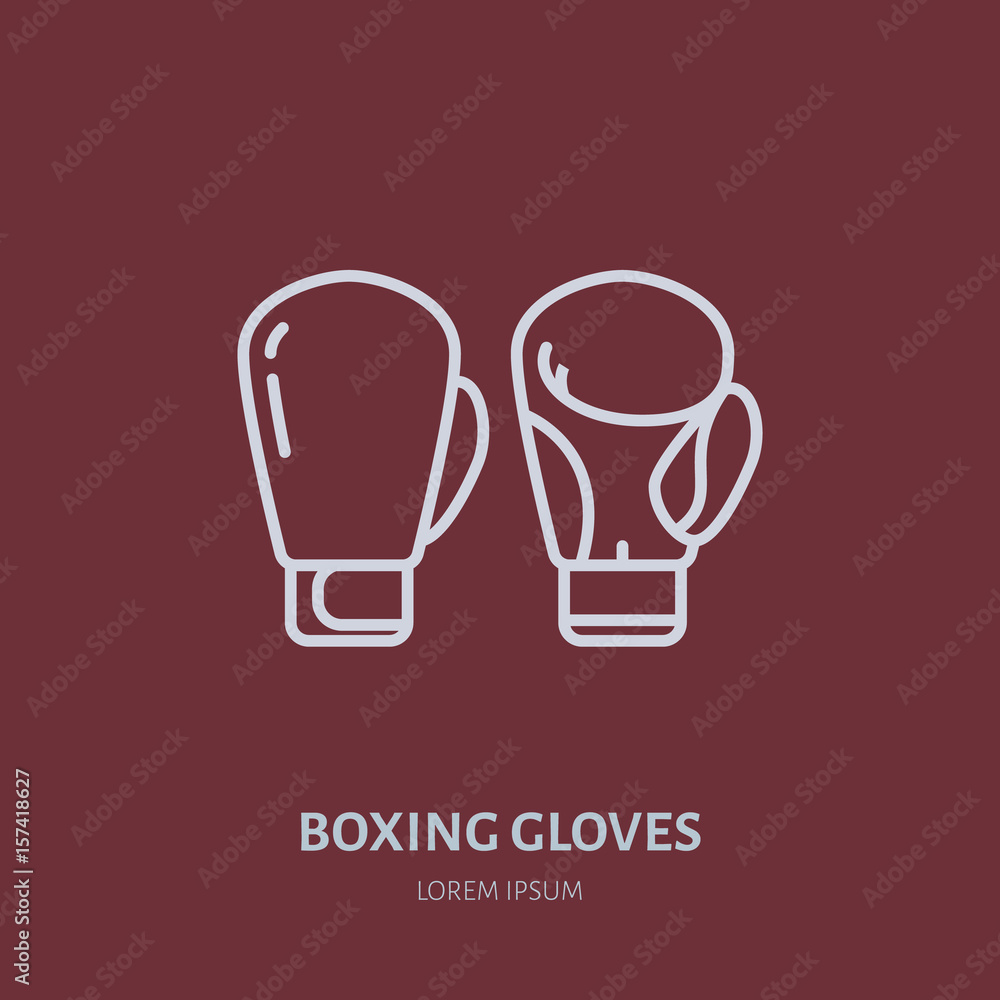 Boxing gloves vector line icon. Box club logo, equipment sign. Sport competition illustration. Boxing gloves vector line icon. Box club logo, equipment sign. Sport competition illustration.