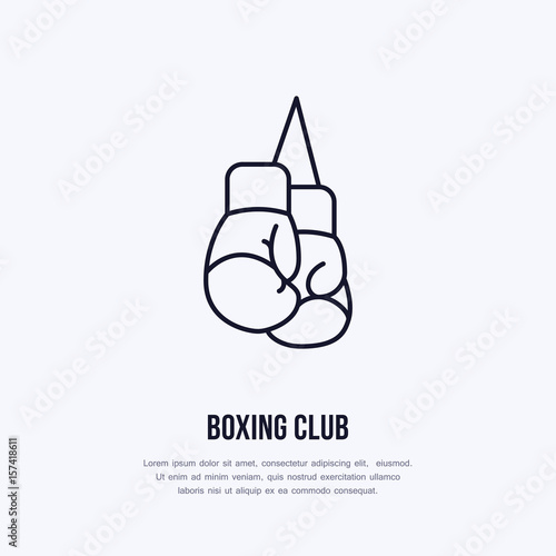 Boxing gloves vector line icon. Box club logo, equipment sign. Sport competition illustration.