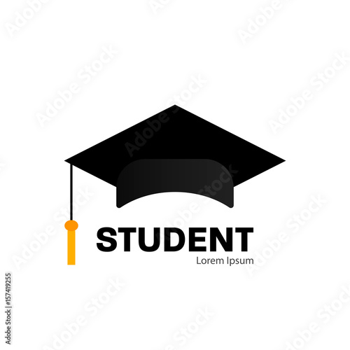 Graduate cap, student in a flat style on a white background