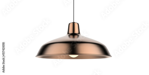 Isolated copper brass hanging lamp 3d illustration concept