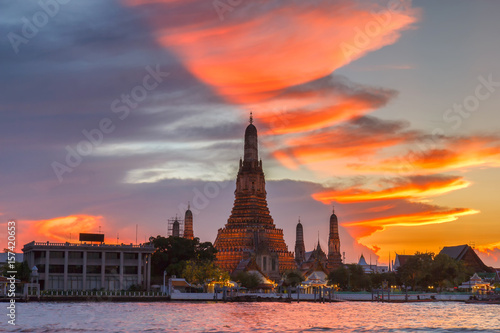 Wat arun on Chaopraya river view temple in Bangkok  Thailand