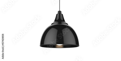 Isolated black color shiny pendant lamp 3d illustration concept