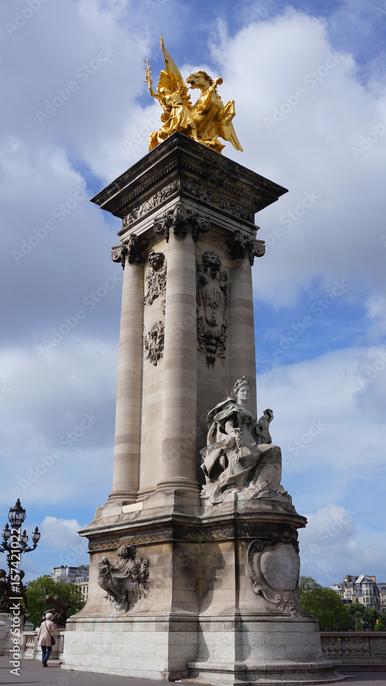 Photo of iconic Alexander III bridge, Paris, France