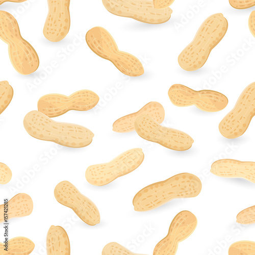 seamless texture with unpeeled peanuts on white background for y