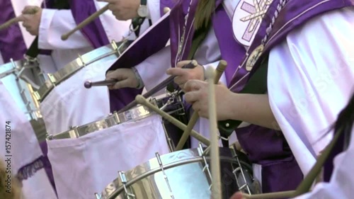 Close-up of hands playing drums