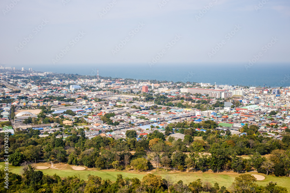 Fototapeta premium View of the city from the view point of Hua Hin