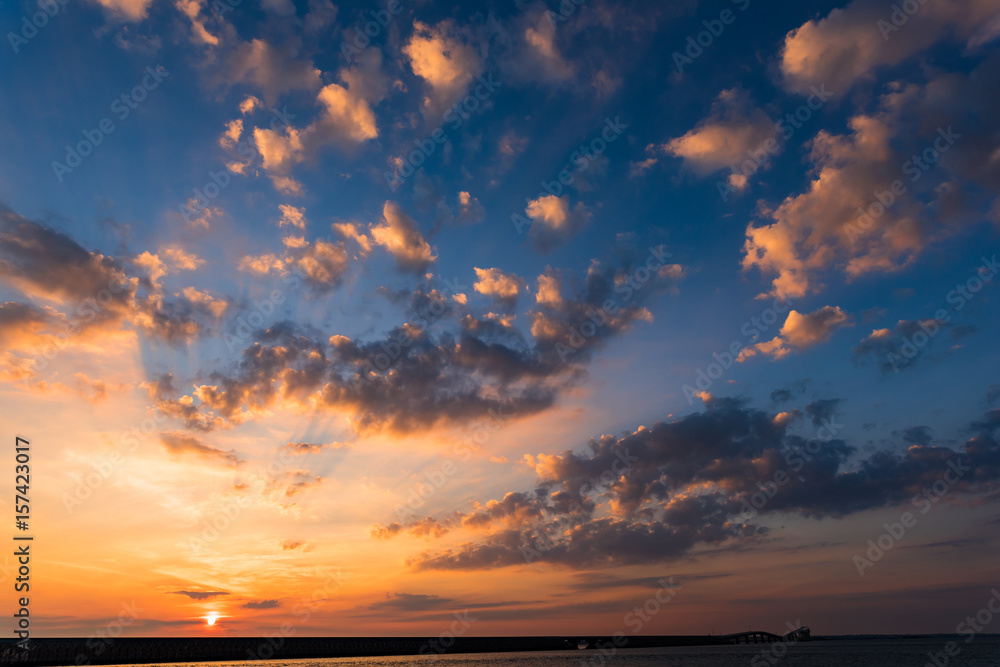 Sunrise, landscape. Okinawa, Japan, Asia. Sunrise, landscape. Okinawa, Japan, Asia.