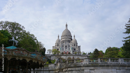 Photo of iconic Sacre Coeur Basilica in Montmartre, Paris, France