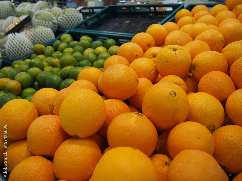 a pile of fruits in open air fruits market