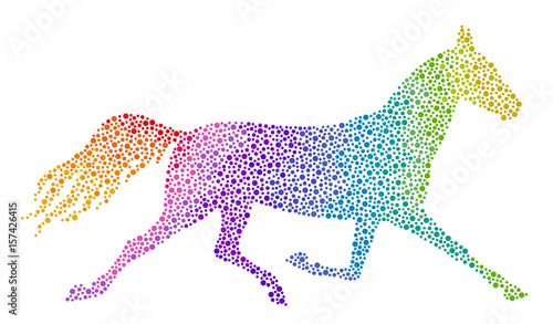 Running rainbow horse on a white background
