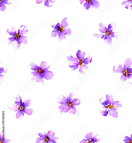 Seamless pattern with gentle watercolor flowers. Hand drawn floral print. © evdakovka