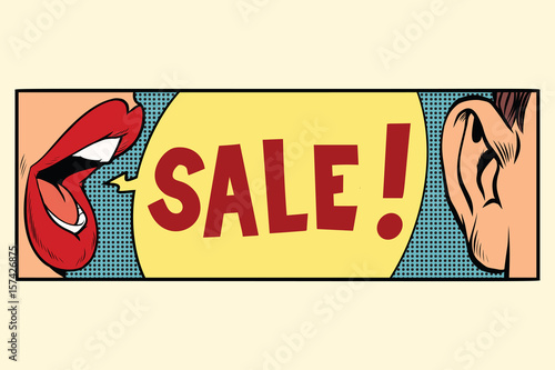 Rumors about a sale, pop art concept