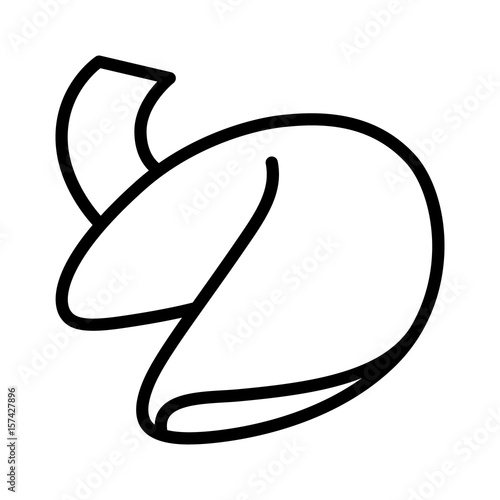 Chinese fortune cookie with paper fortune message line art vector icon for food apps and websites