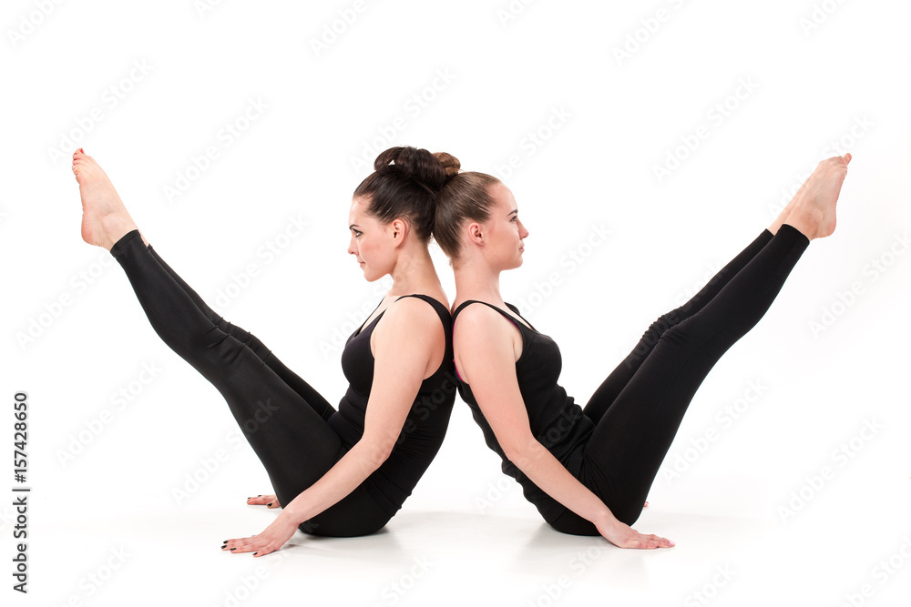 The letter W formed by Gymnast bodies The letter W formed by Gymnast bodies