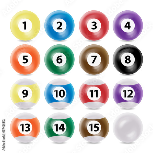 Billiard Ball Set Vector Realistic. Commonly Used Colors. Three-dimensional And Realistic Looking, Isolated