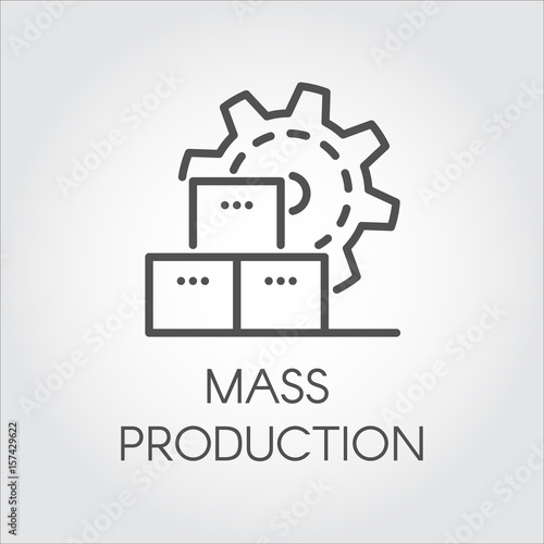 Icon in linear style of gear wheel. Mass production and modern machinery equipment concept. Contour pictogram or infographic element for different design needs. Vector illustration label