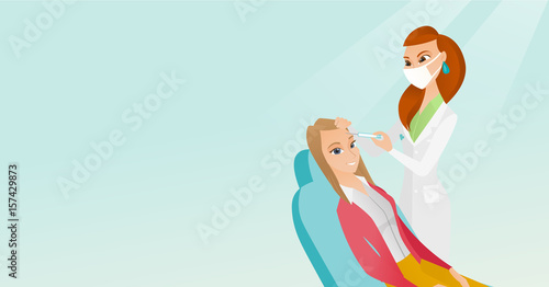 Woman receiving beauty facial injections in salon.