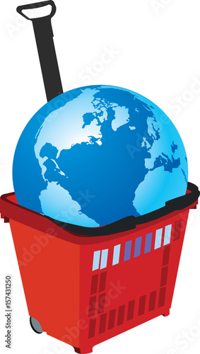 carrello della spesa con acquisto pianeta terra