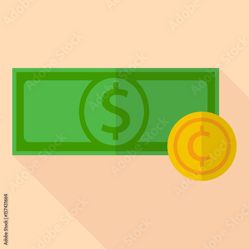 Image of a dollar and a cent. Flat design