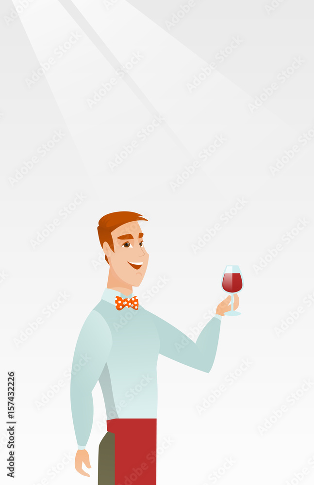 Bartender holding a glass of wine in hand. Bartender holding a glass of wine in hand.